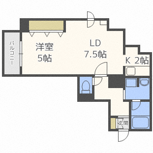 札幌市東区北七条東のマンションの間取り