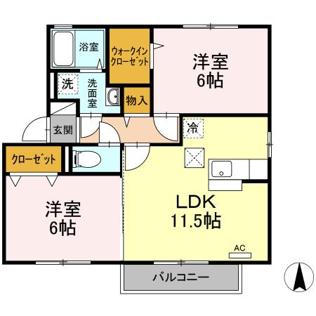 高松市木太町のアパートの間取り