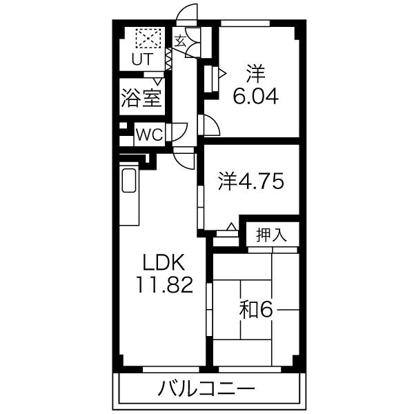 吹田市佐井寺南が丘のマンションの間取り