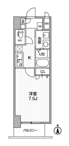 地下鉄堺筋線 南森町駅 徒歩7分 15階建 築8年の間取り写真