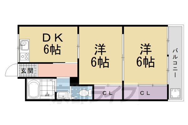ＪＲ片町線 長尾駅 徒歩14分 4階建 築49年の間取り写真