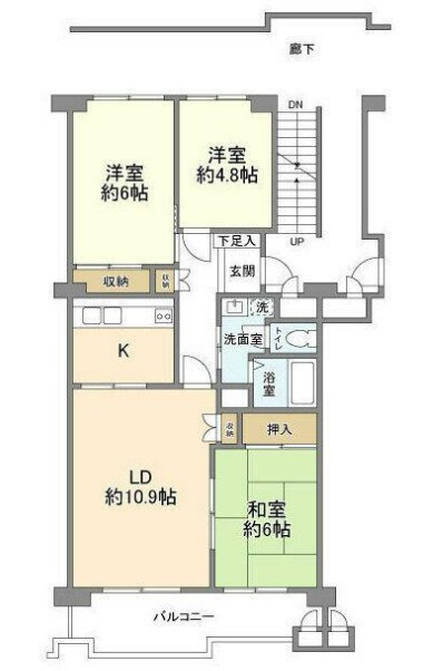 東急田園都市線 梶が谷駅 徒歩4分 10階建 築45年の間取り写真
