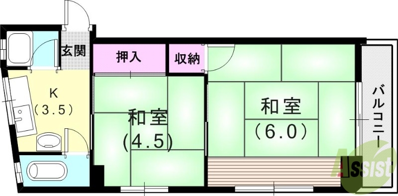 神戸市灘区倉石通のマンションの間取り