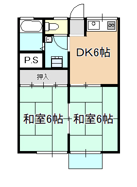 岡山市北区花尻ききょう町のアパートの間取り