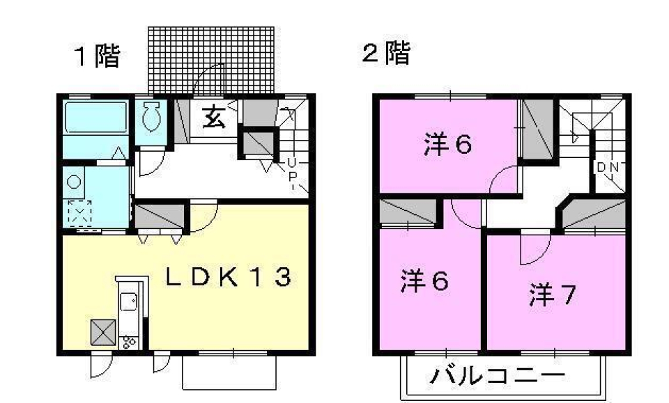 松山市祝谷のアパートの間取り