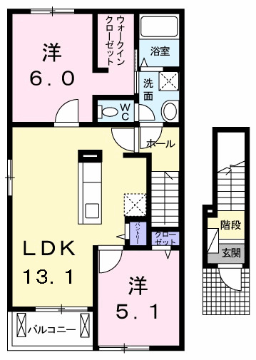 土佐市高岡町のアパートの間取り