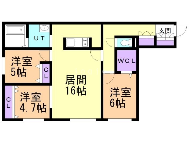 札幌市東区北二十七条東のマンションの間取り