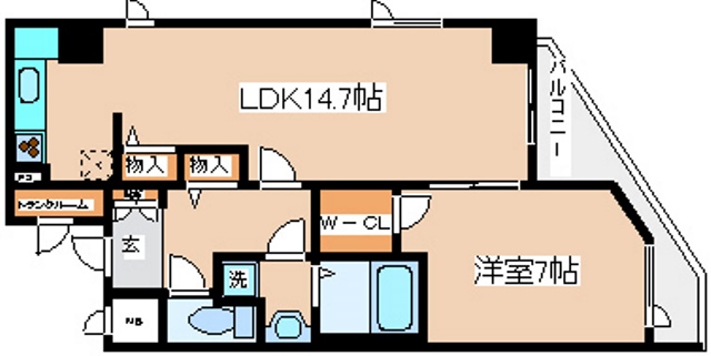 神戸市中央区中町通のマンションの間取り