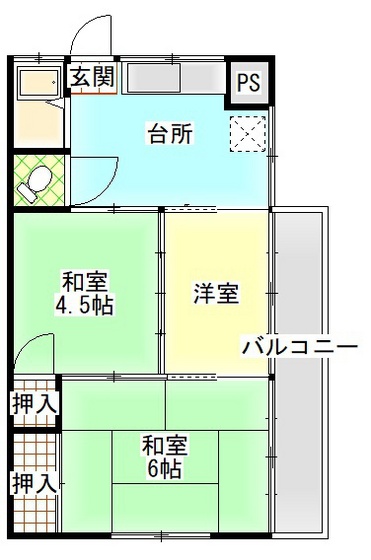 広島市南区南大河町のアパートの間取り