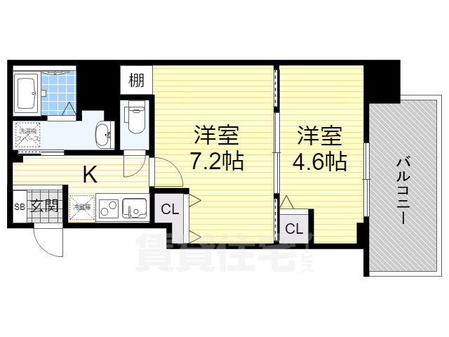 大阪市天王寺区玉造本町のマンションの間取り