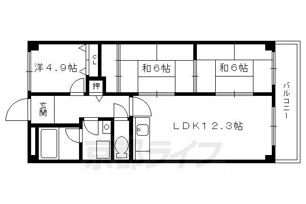 京都市伏見区向島津田町のマンションの間取り