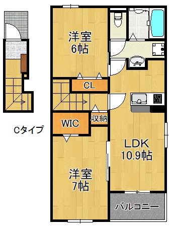 阪南市箱作のアパートの間取り