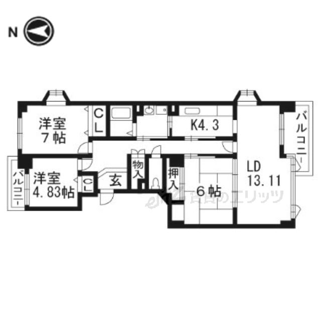 イトーピア紫明園の間取り