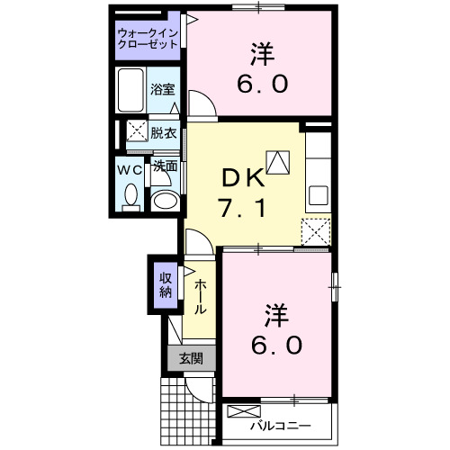 福山市駅家町大字万能倉のアパートの間取り