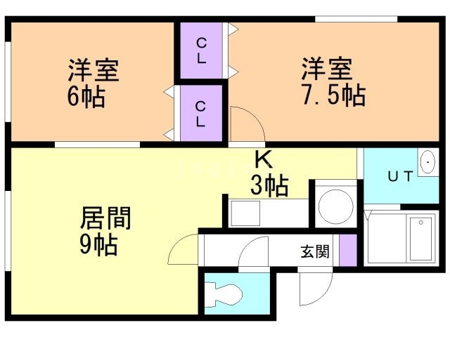 札幌市手稲区稲穂三条のアパートの間取り