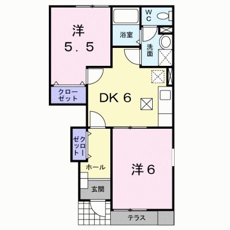 行橋市西泉のアパートの間取り