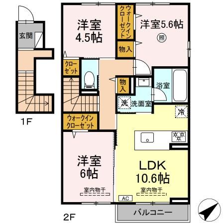 広島市安佐南区大塚西のアパートの間取り