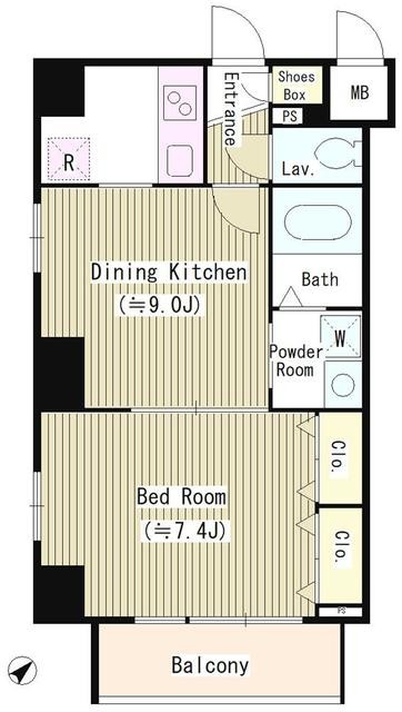 港区新橋のマンションの間取り