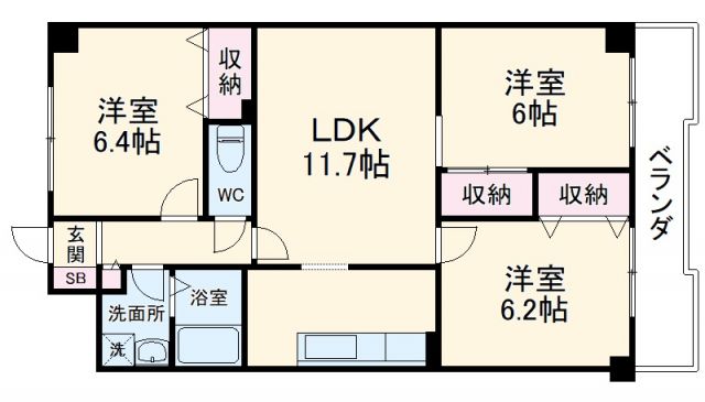 京都市右京区嵯峨中通町のマンションの間取り