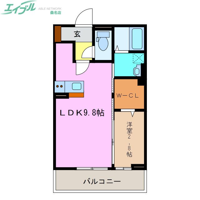 桑名市中央町のアパートの間取り