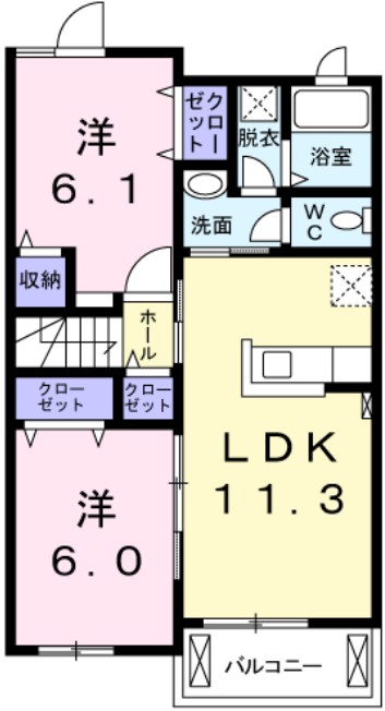 岡山市北区御津宇垣のアパートの間取り