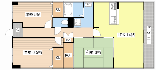 栗東市綣のマンションの間取り