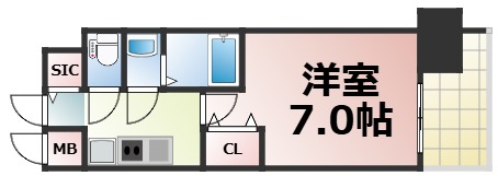 大阪市城東区森之宮のマンションの間取り