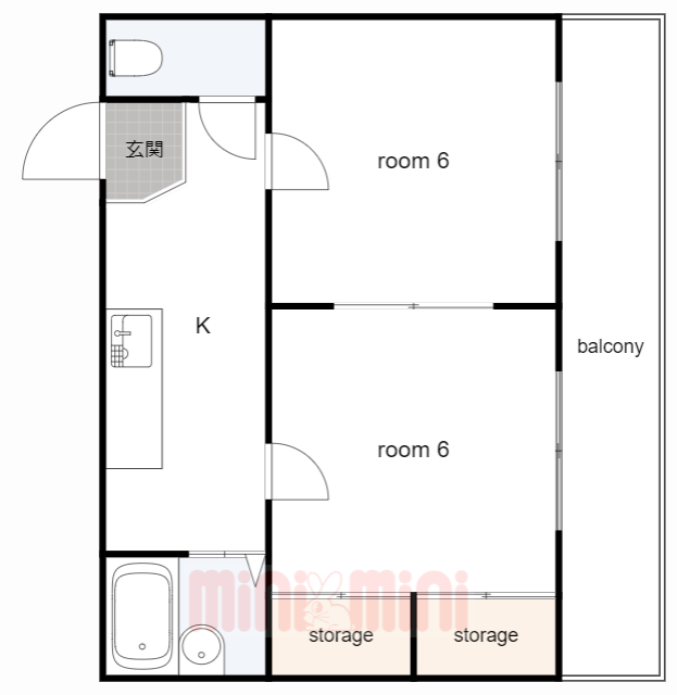 【伊丹市東有岡のアパートの間取り】