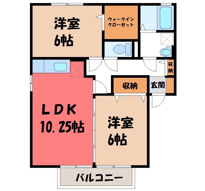 太田市藪塚町のアパートの間取り