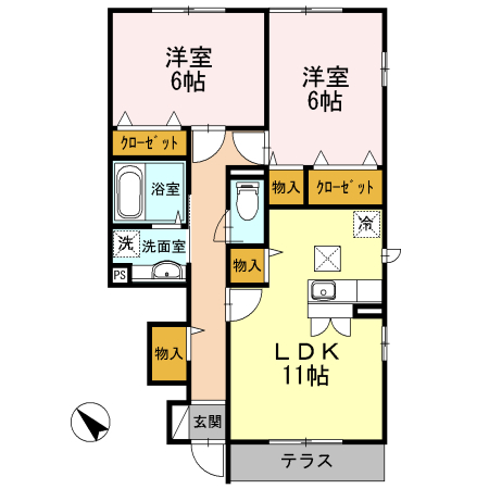 鎌倉市山崎のアパートの間取り