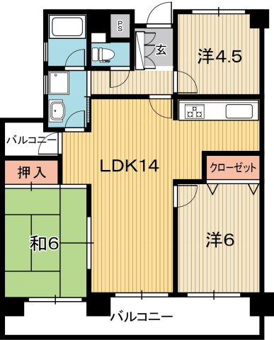 高知市中宝永町のマンションの間取り