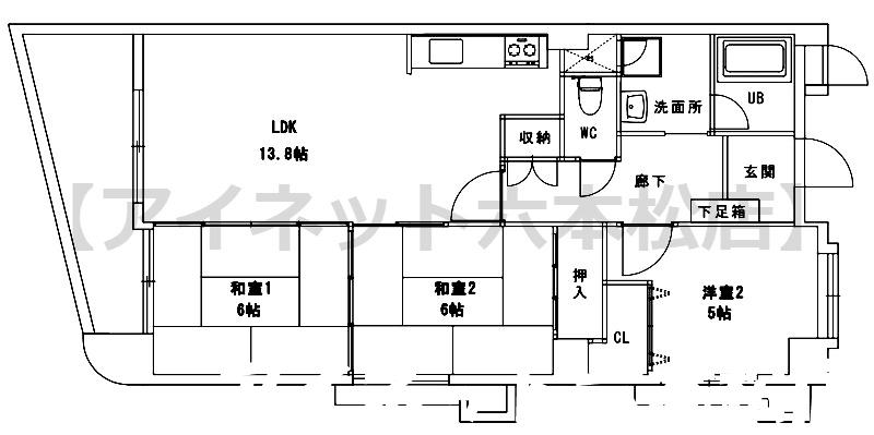 地下鉄七隈線 六本松駅 徒歩9分 7階建 築35年の間取り写真