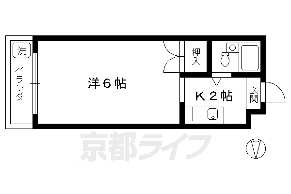 京都市左京区松ケ崎御所ノ内町のマンションの間取り