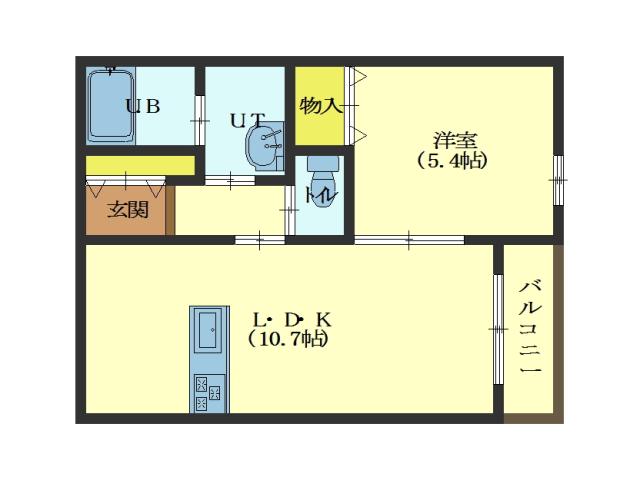 函館市五稜郭町のマンションの間取り