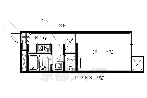 宇治市木幡のアパートの間取り