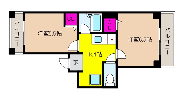 神戸市東灘区御影中町のマンションの間取り