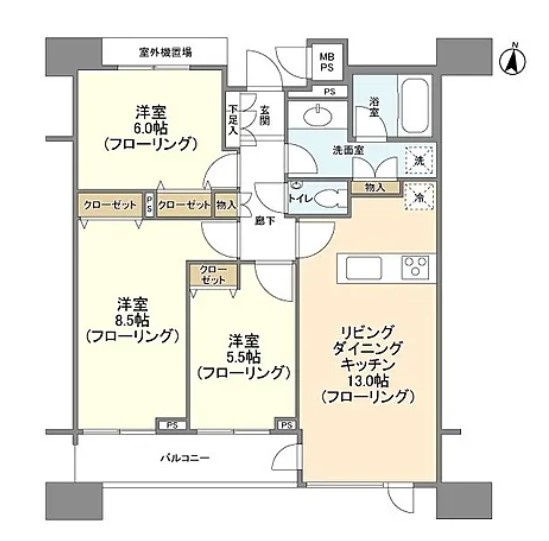 港区高輪のマンションの間取り