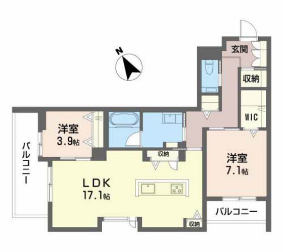 広島市西区三篠北町のアパートの間取り