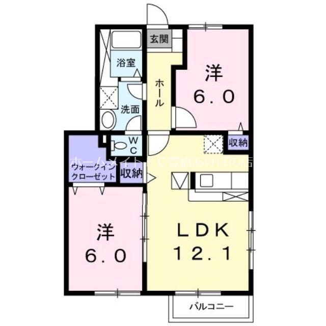 豊川市八幡町のアパートの間取り