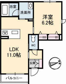 米子市上福原のアパートの間取り