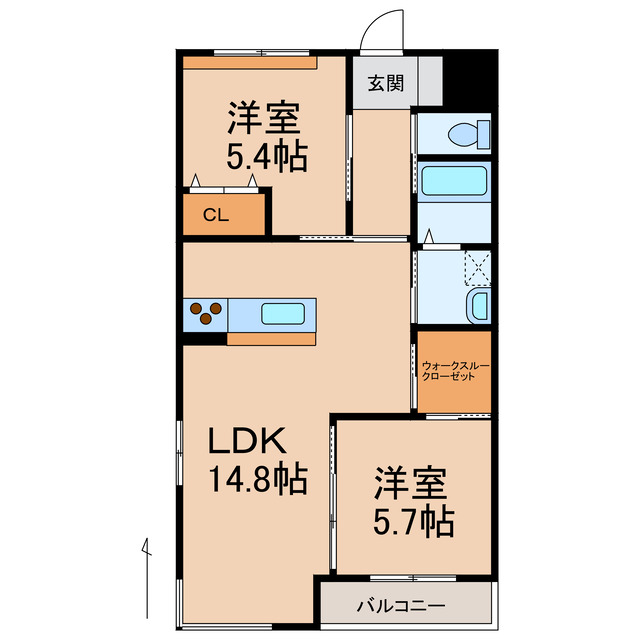 岩出市高塚のマンションの間取り