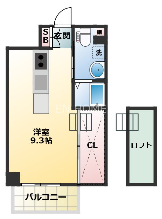 大阪市浪速区久保吉のマンションの間取り