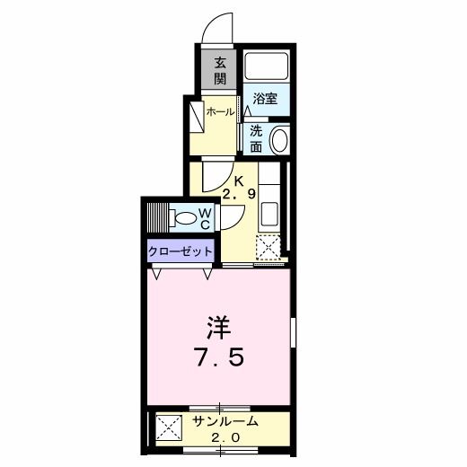 新潟市東区下木戸のアパートの間取り