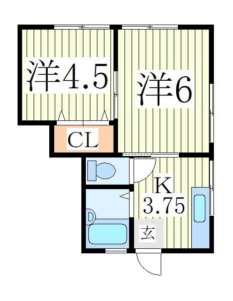 流山市松ケ丘のアパートの間取り