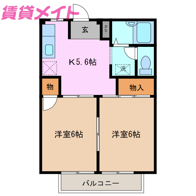 四日市市別名のアパートの間取り