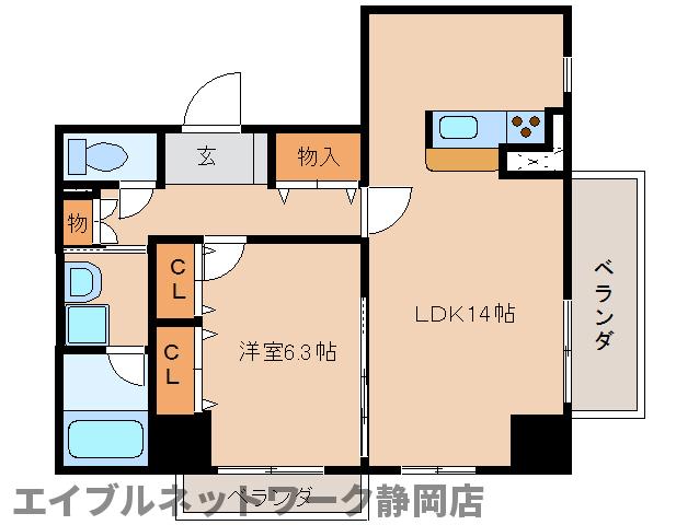 静岡市葵区一番町のマンションの間取り