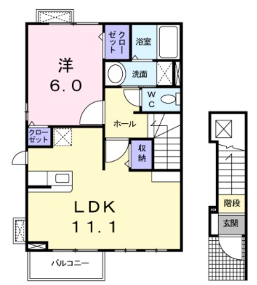 小松島市間新田町のアパートの間取り