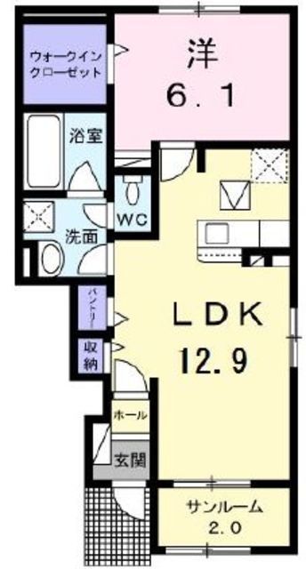 大和市上草柳のアパートの間取り