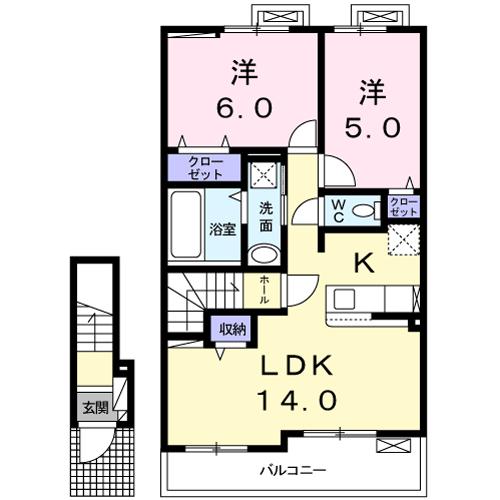 飯塚市綱分のアパートの間取り