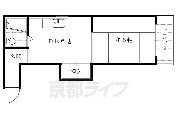 京都市山科区東野片下リ町のマンションの間取り